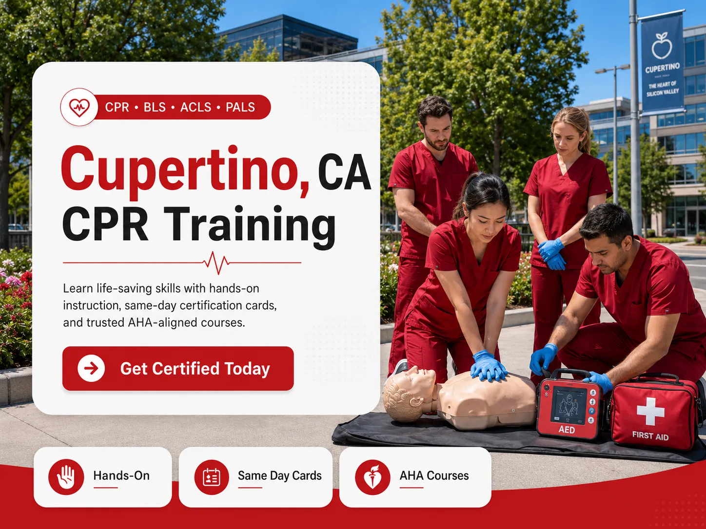 First aid and CPR certification class in Cupertino, CA