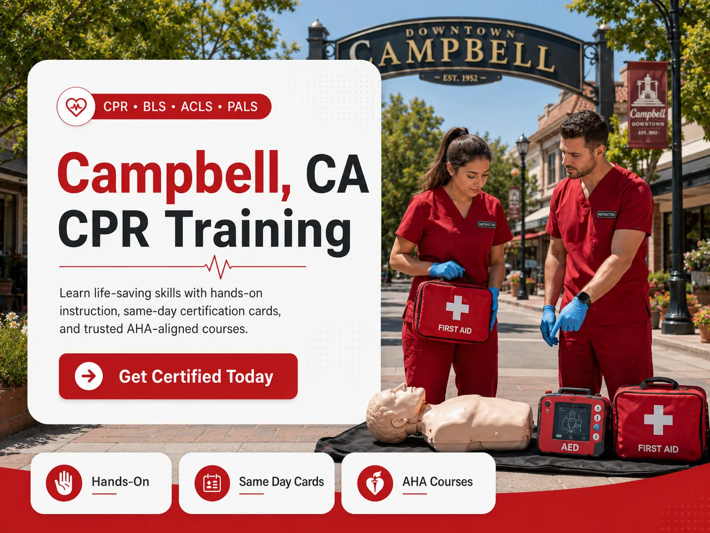 Nurses and EMTs in ACLS certification class in Campbell, CA